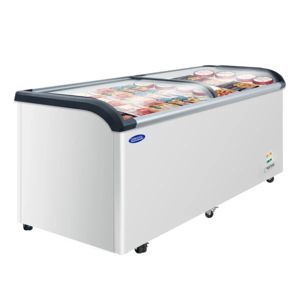 Frigo Commercial Ice Cream Freezer 455ltr with Curved Sliding Glass Lid 148cm