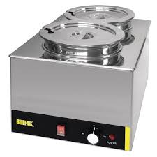 Frigo Commercial Round Bain Marie 2 Hot pots 2x 6.5 litres Countertop with Drain Tap